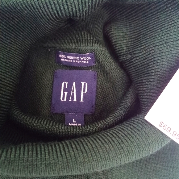 GAP Women Forest Green 100% Merino Wool Turtleneck Sweater Large New With Tag - Picture 2 of 6